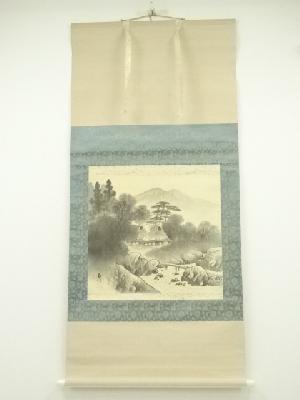 作家物　水墨山水　肉筆絹本掛軸